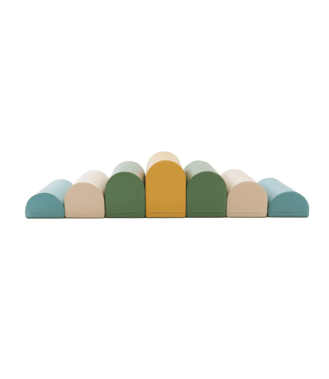 Pastel turquoise foam stapstenen – 4, 7 of 14-delige set voor actief spel