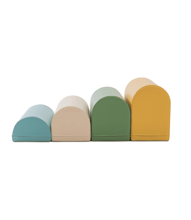 Pastel turquoise foam stapstenen – 4, 7 of 14-delige set voor actief spel