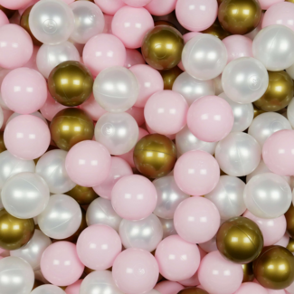 Mimii Ballenbak ballen | Parel wit/ Licht roze/ Oud goud