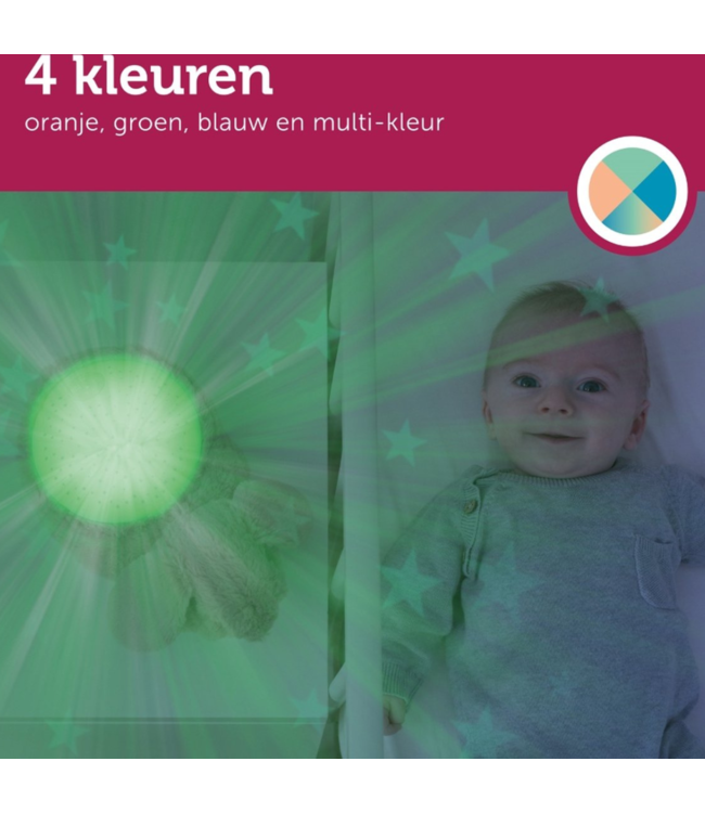 Sterrenprojector Ruby konijn – rustgevend nachtlampje met projectie voor baby’s en kinderen