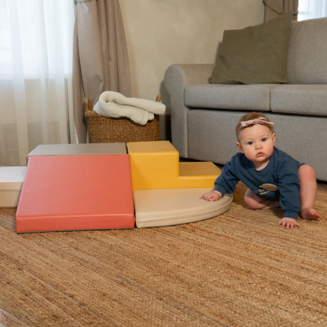 Foam blokken set corner pastel pink – zachte speelelementen voor balans en motoriek