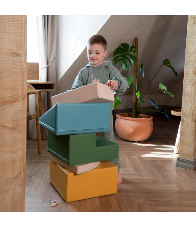 Foam blokken set Corner – creatief en veilig speelplezier in turquoise