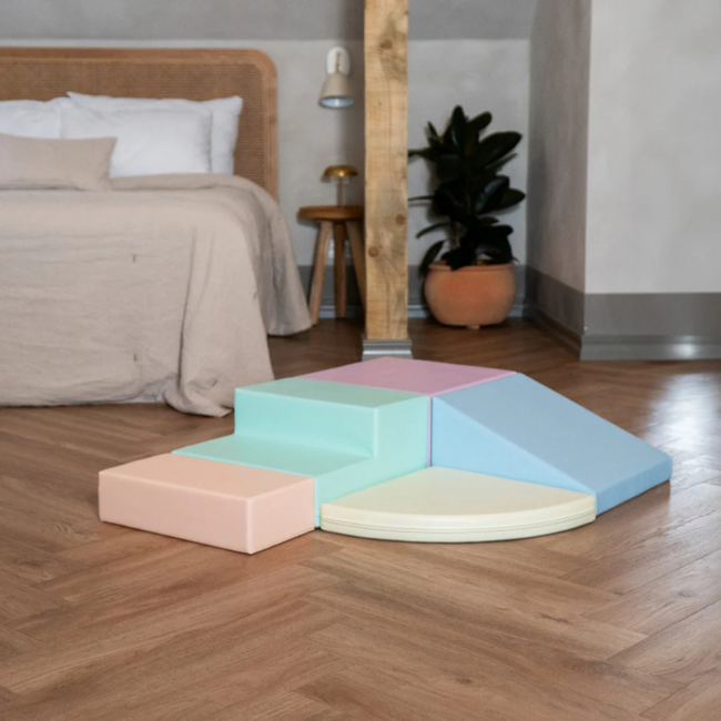 Foam blokken set corner pastel kleuren – zachte en kleurrijke blokken voor creatief spel en motorische ontwikkeling