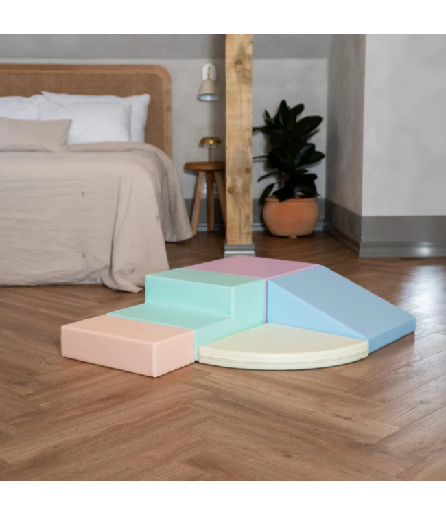 Foam blokken set corner pastel kleuren – zachte en kleurrijke blokken voor creatief spel en motorische ontwikkeling