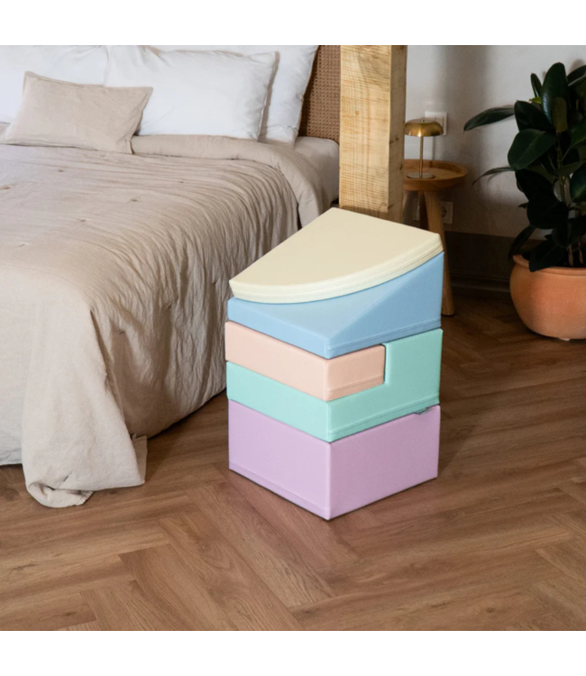 Foam blokken set corner pastel kleuren – zachte en kleurrijke blokken voor creatief spel en motorische ontwikkeling