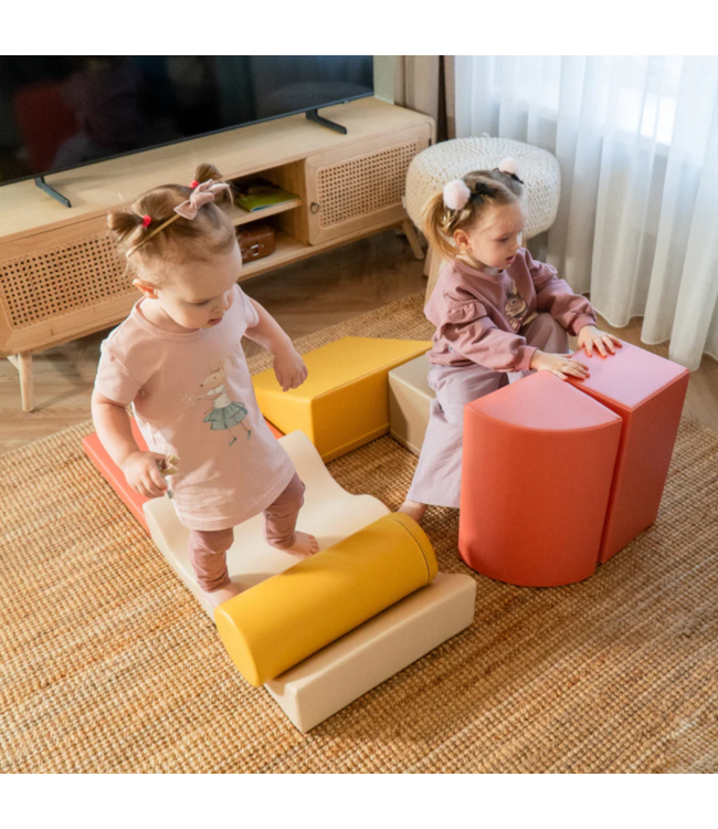 Foam blokken set Discover in pastel pink – zachte speelblokken voor kinderen