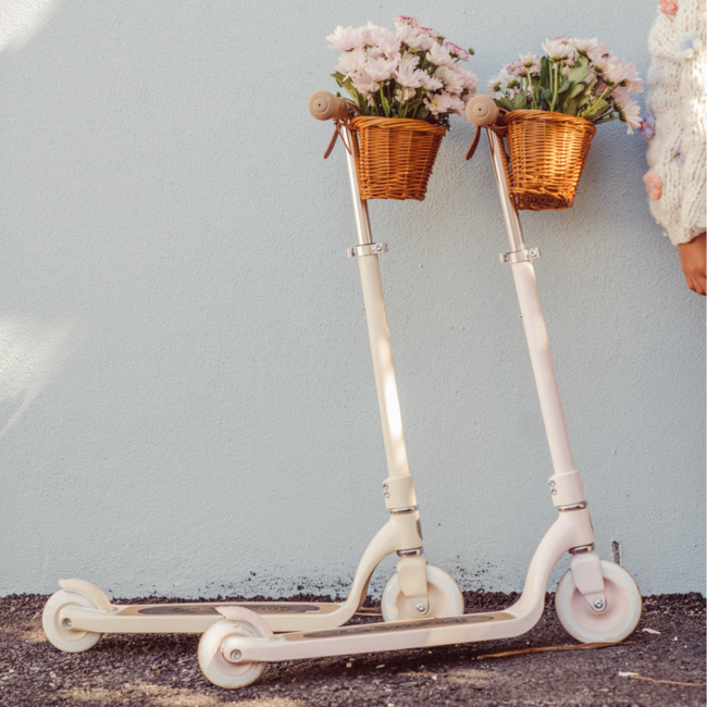 Trottinette Vintage de Luxe avec Panier en Osier (Dès 6 ans) – Cream