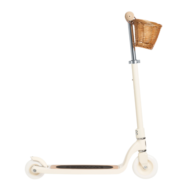 Luxe Vintage Kinderstep met Rieten Mand (Vanaf 6 jaar) – Cream