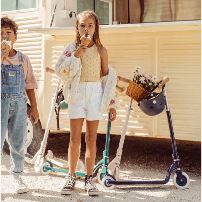 Trottinette Vintage de Luxe avec Panier en Osier (Dès 6 ans) – Navy