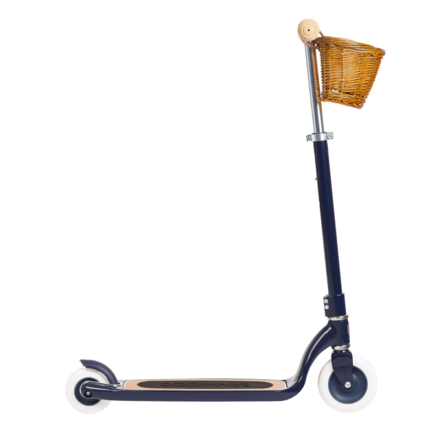 Luxury Vintage Children's Scooter with Wicker Basket (Aged 6+) – Navy