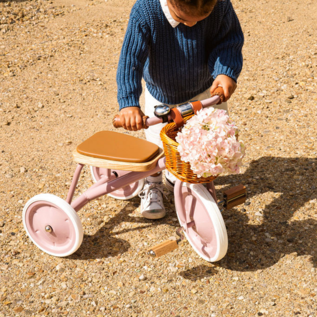 Tricycle vintage pour enfants avec panier | Dusty Rose, sûr et durable
