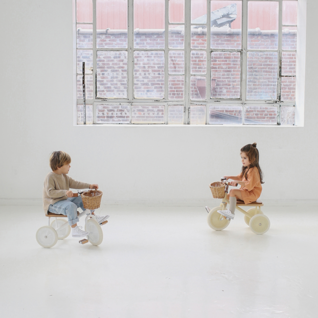 Tricycle vintage pour enfants avec panier | Créme, sûr et durable