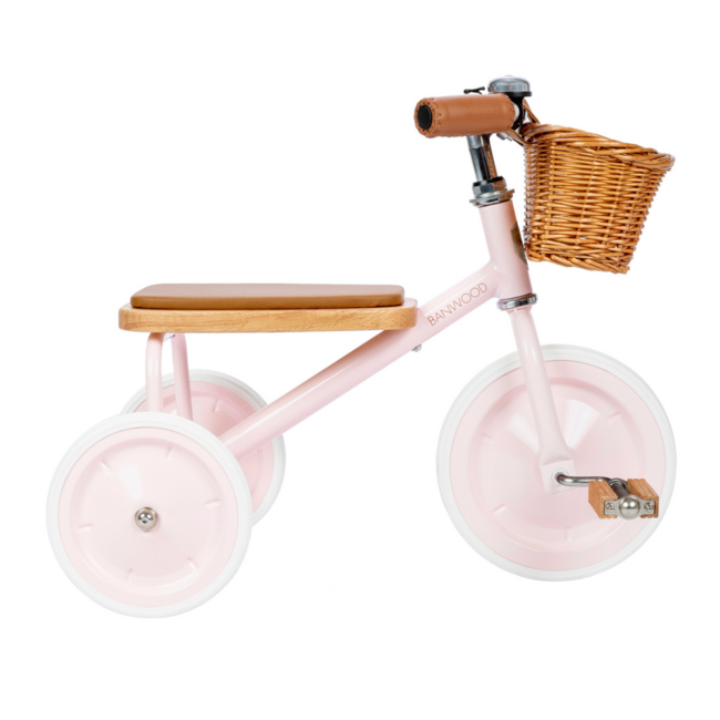 Vintage children’s tricycle with basket | Pink, safe and durable