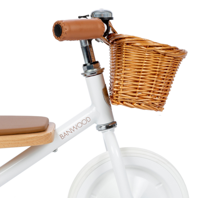 Tricycle vintage pour enfants avec panier | Blanc, sûr et durable