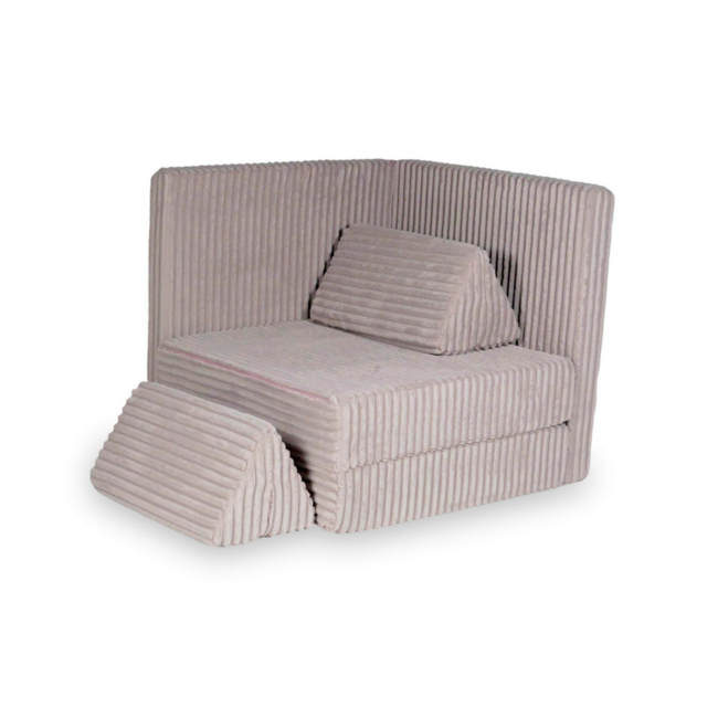 Luxe Montessori speelbank in lichtroze Waffle corduroy – 13-delige modulaire set