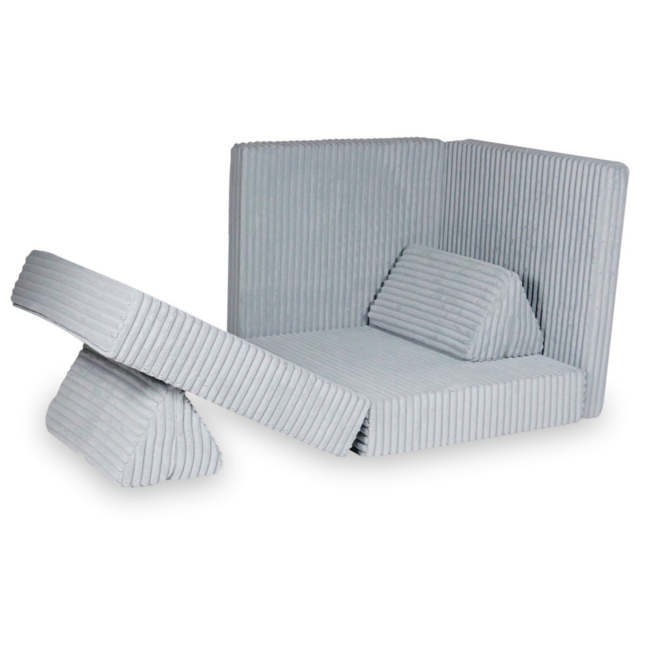 Luxury Montessori play sofa in grey waffle corduroy – 13-piece modular set