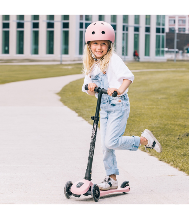 Kinderstep Highwaykick 3 LED roze met opvouwbaar stuur