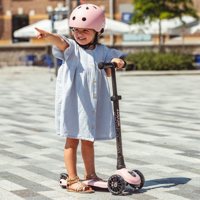 Kinderstep Highwaykick 3 LED roze met opvouwbaar stuur