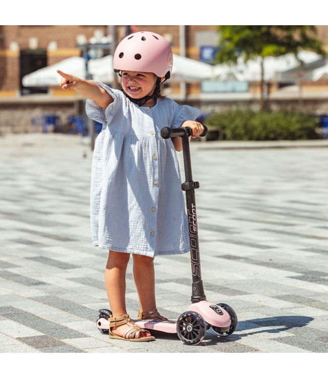 Kinderstep Highwaykick 3 LED roze met opvouwbaar stuur