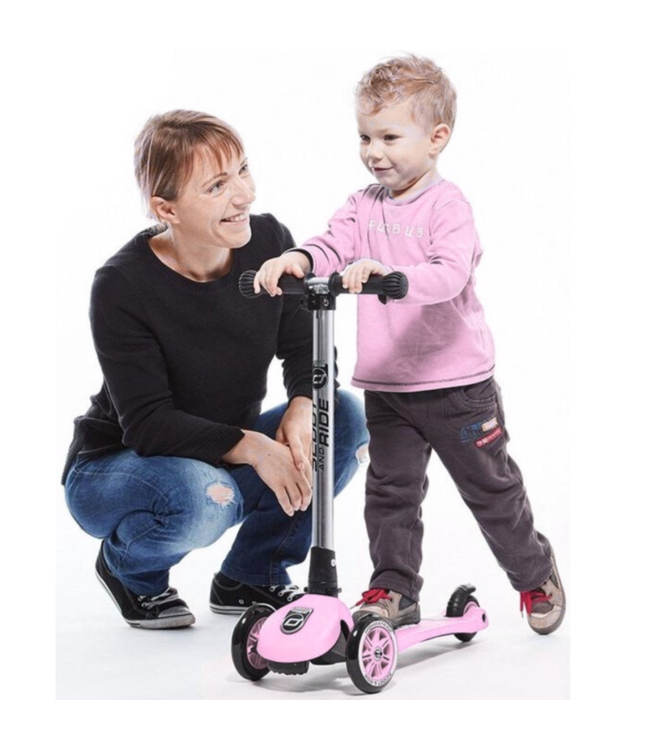 Kinderstep Highwaykick 3 LED roze met opvouwbaar stuur