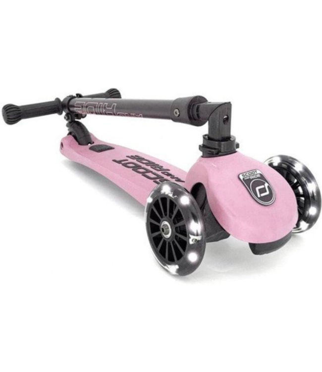 Kinderstep Highwaykick 3 LED roze met opvouwbaar stuur
