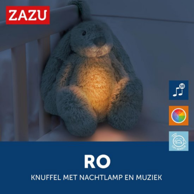 Ro het groene knuffelkonijn met hartslag en licht