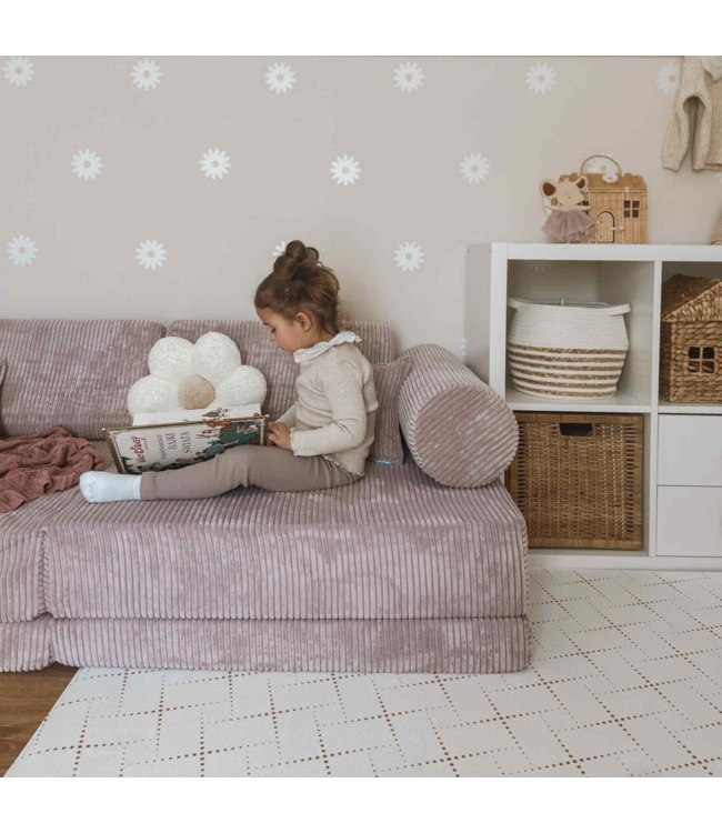 Mini speelbank lavendel corduroy – Montessori meubels voor spel en rust