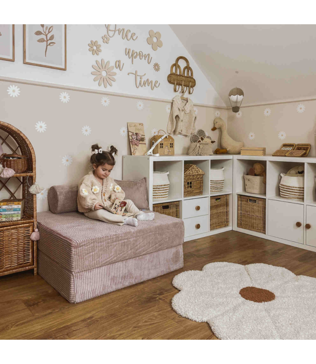 Mini speelbank lavendel corduroy – Montessori meubels voor spel en rust