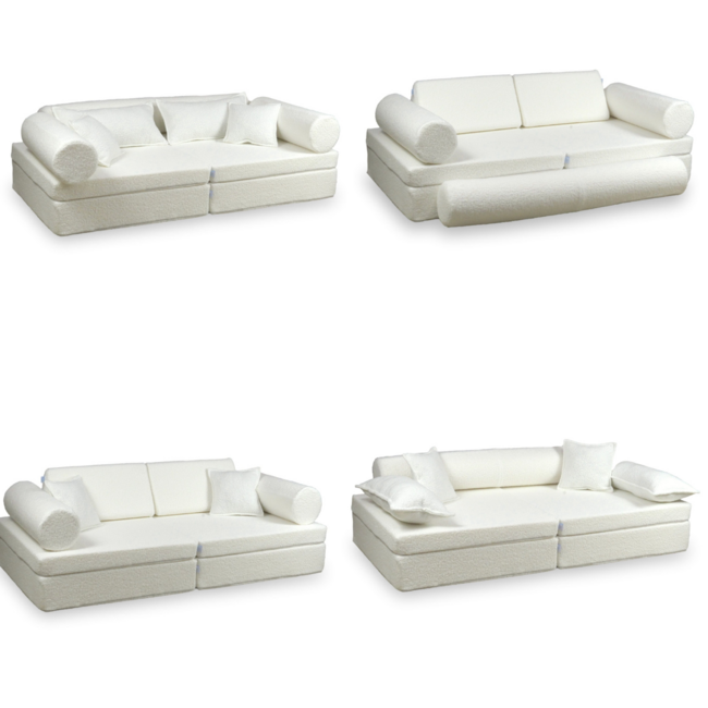 Banc Montessori Luxe – Tissu Teddy Doux, Sûr et Créatif