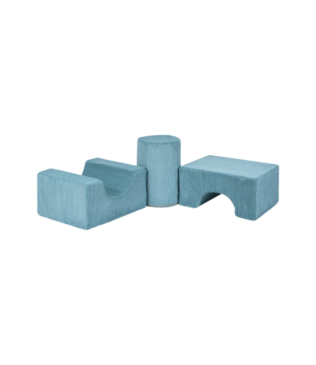 Foam blokken set Explorer | Turquoise velvet ribstof | 3-delig