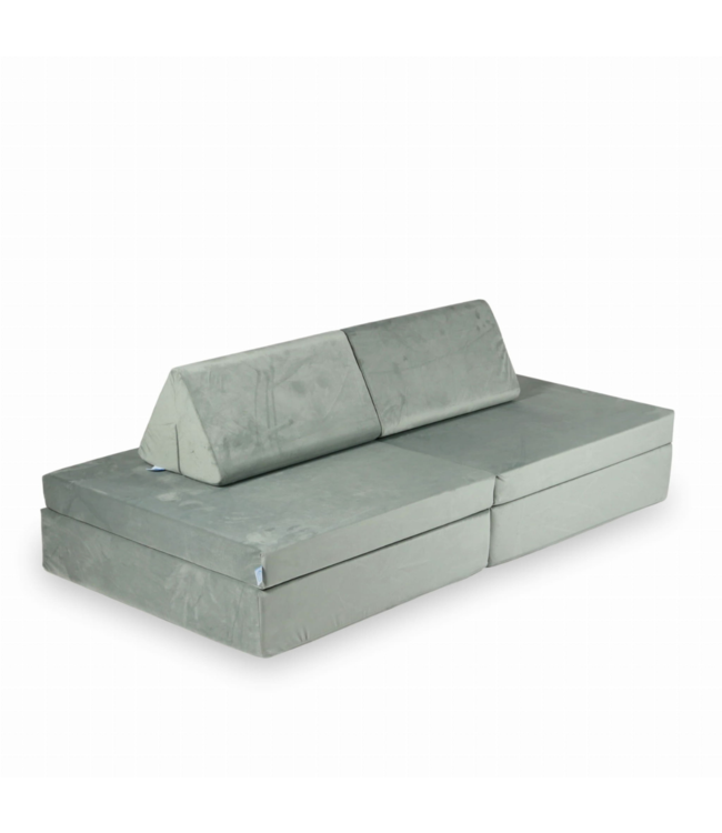 Montessori speelbank grijze velvet 13-delige set zacht & veilig