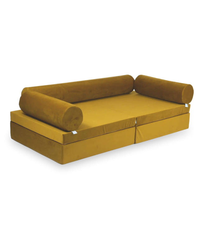 Montessori speelbank goud velvet 13 delig stijlvol en speels meubel