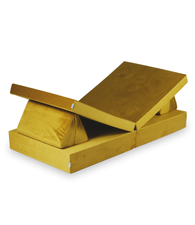 Montessori speelbank goud velvet 13 delig stijlvol en speels meubel