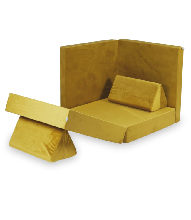 Montessori speelbank goud velvet 13 delig stijlvol en speels meubel