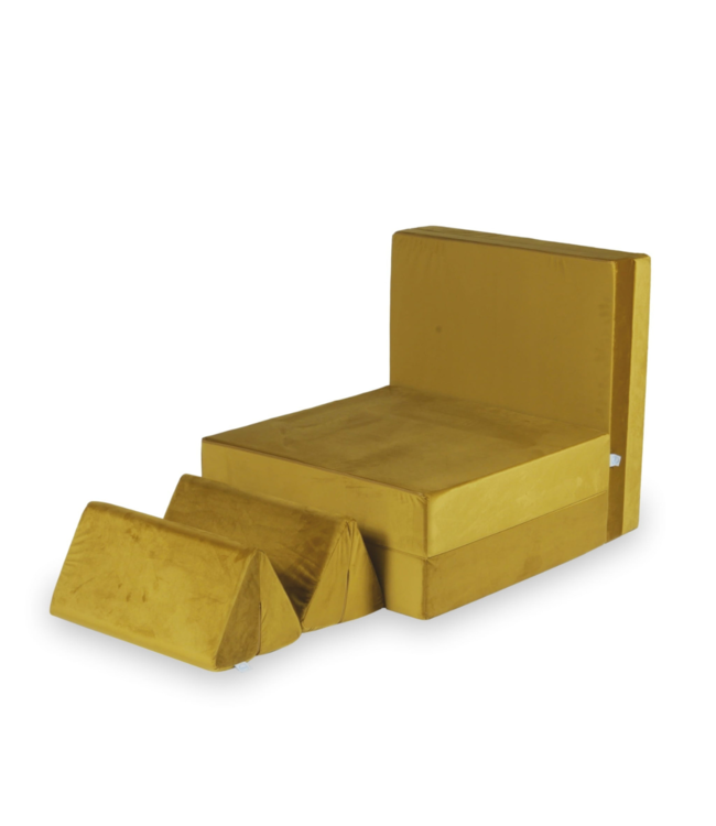 Montessori speelbank goud velvet 13 delig stijlvol en speels meubel