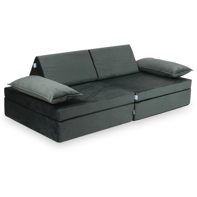 Luxus Montessori Spielsofa aus Schwarz Velvet – modulares Set