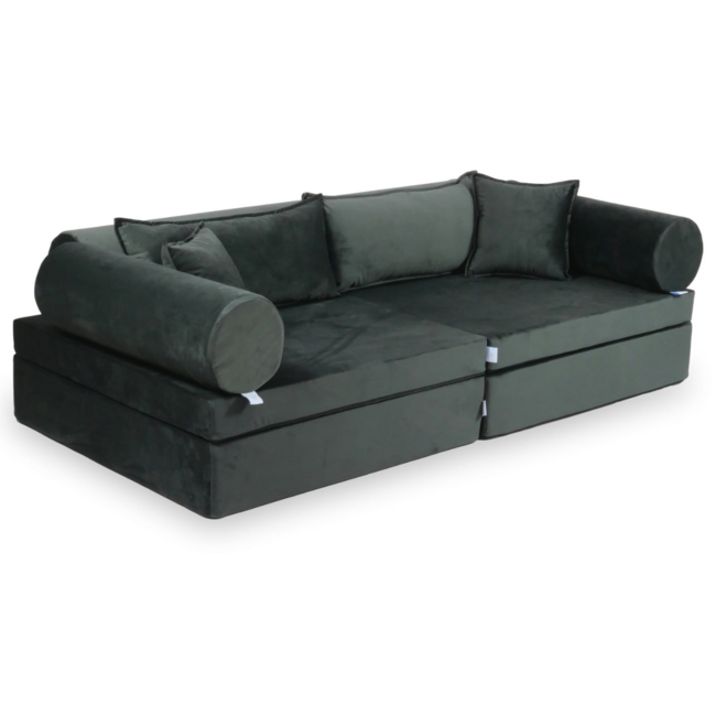 Luxury Montessori play sofa in black velvet – modular set
