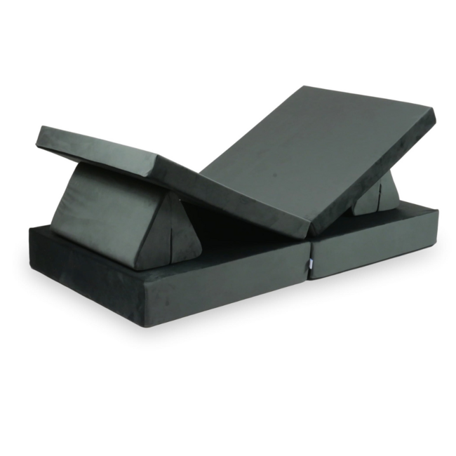 Canapé Montessori luxe en velvet noir – ensemble modulaire