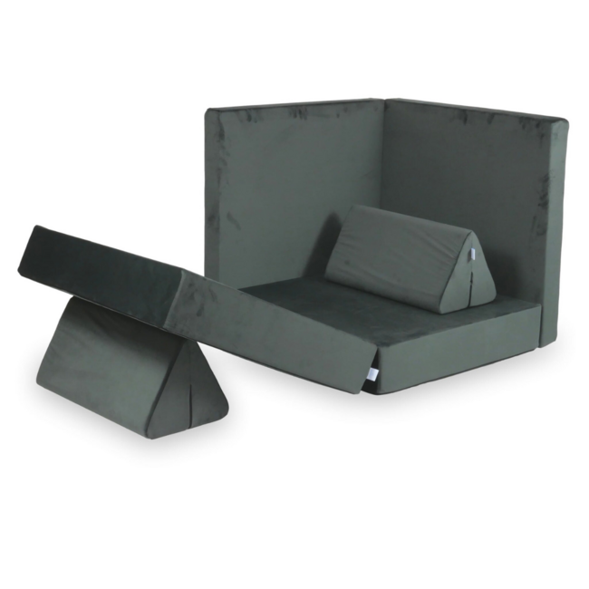 Luxus Montessori Spielsofa aus Schwarz Velvet – modulares Set