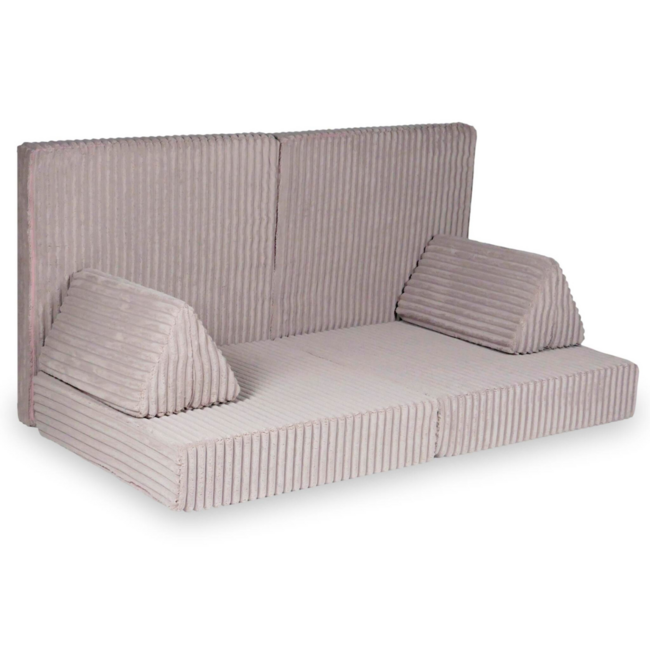 Lichtroze modulaire speelbank met waffle corduroy hoes