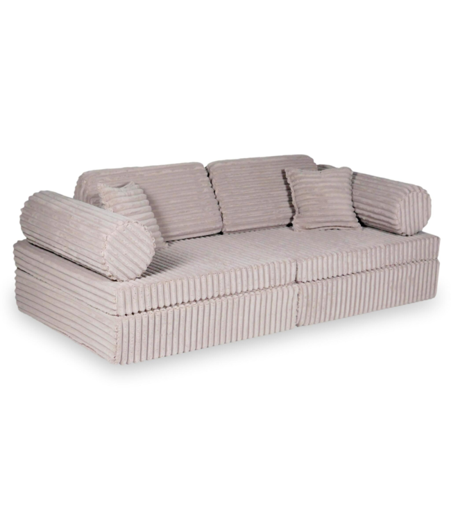 Lichtroze modulaire speelbank met waffle corduroy hoes
