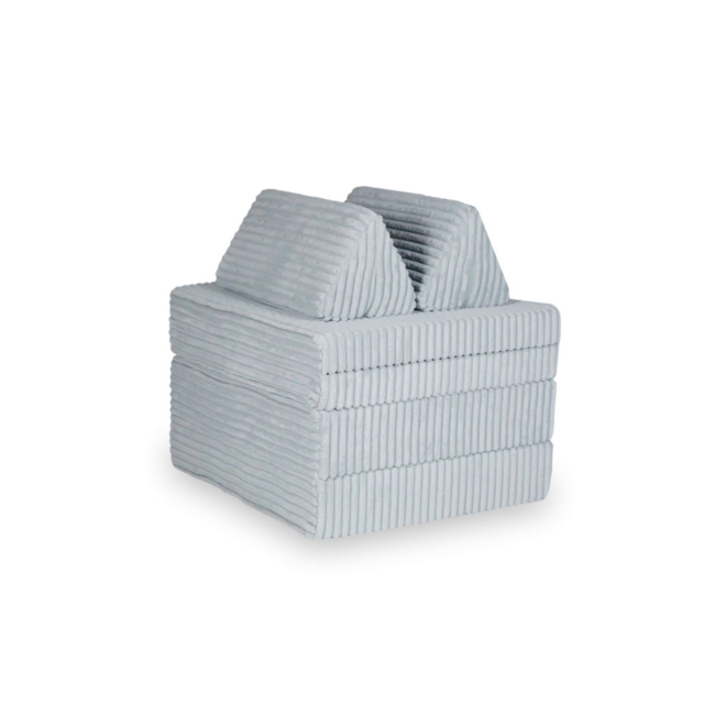 Modulares Montessori-Spielbank aus weichem Schaum mit Waffle-Bezug | Grau