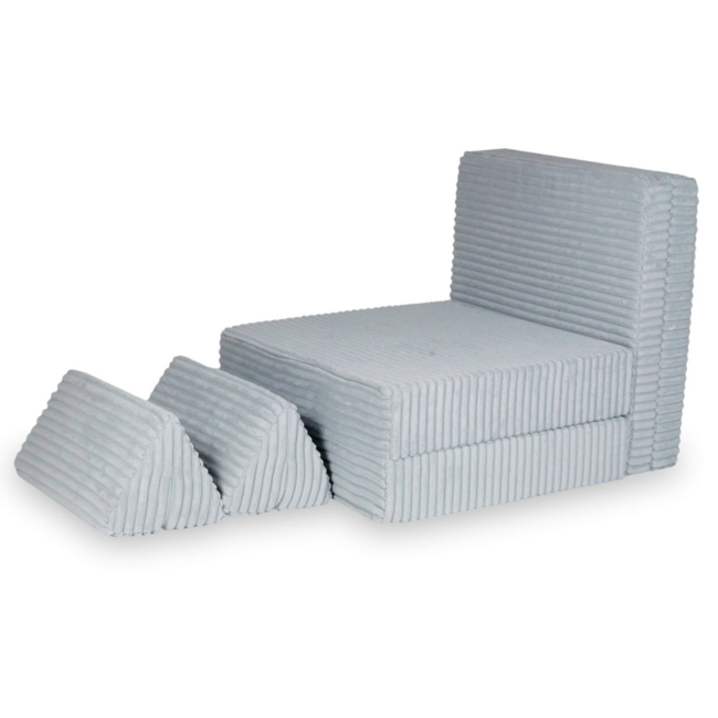 Banc de jeu modulaire Montessori en mousse douce avec tissu Waffle | Gris