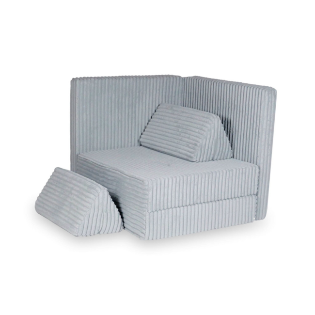 Banc de jeu modulaire Montessori en mousse douce avec tissu Waffle | Gris