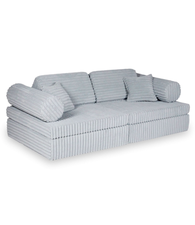 Modulaire speelbank grijs met waffle corduroy hoes