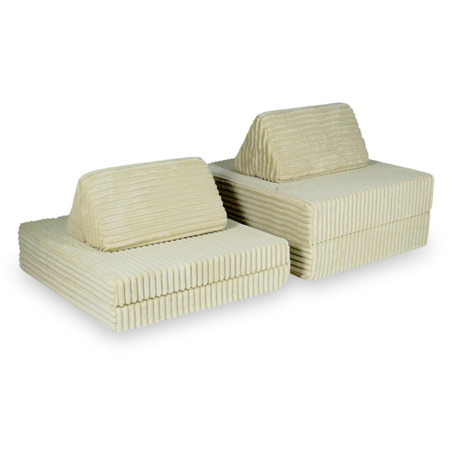 Montessori Modular Play Bench Made of Soft Foam with Waffle Fabric | Caramel