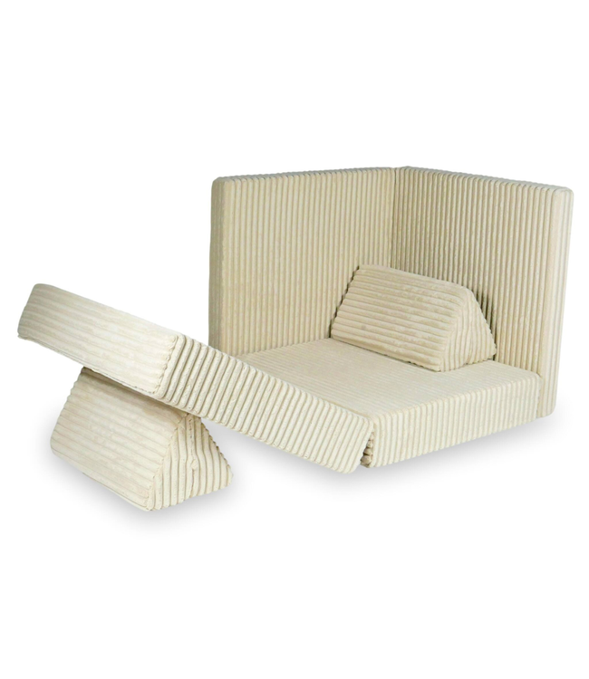 Modulaire speelbank caramel met waffle corduroy hoes