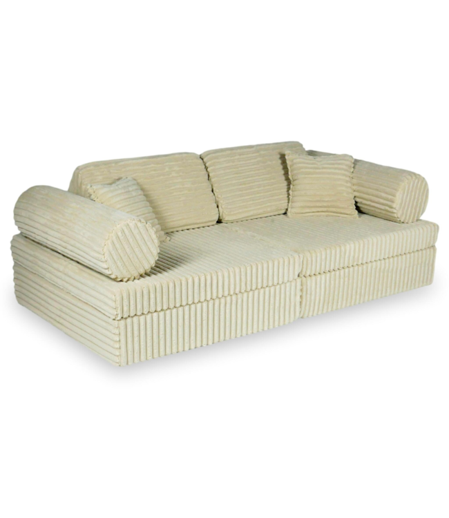 Modulaire speelbank caramel met waffle corduroy hoes