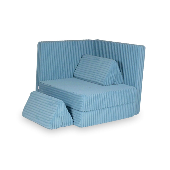 Montessori modulaire speelbank van zacht schuim met Waffle stof | Blauw