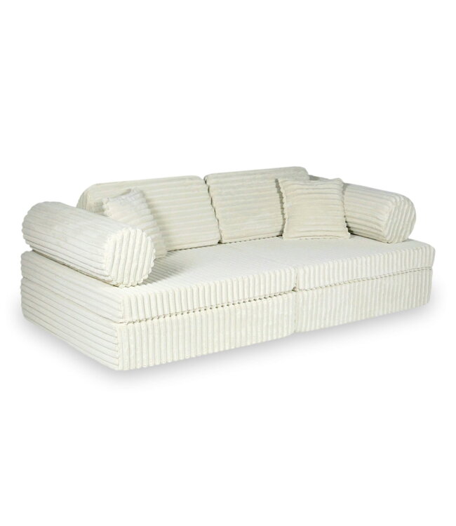 Modulaire Montessori speelbank beige in waffle corduroy